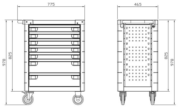 Stainless Steel Rolling Tool Cabinet TBB512707 - Hongfei Metalwork